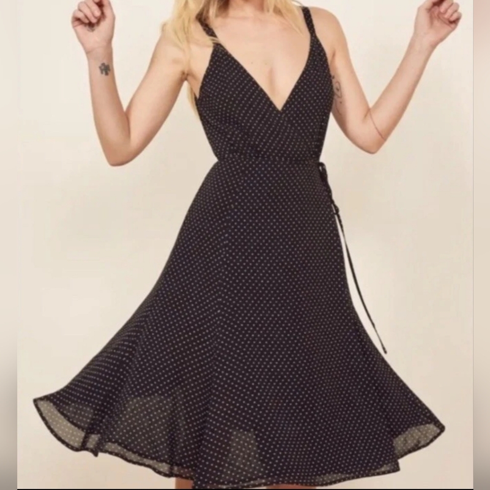 NWT Women's Reformation Mallory Polka Dot Midi Dress Size S